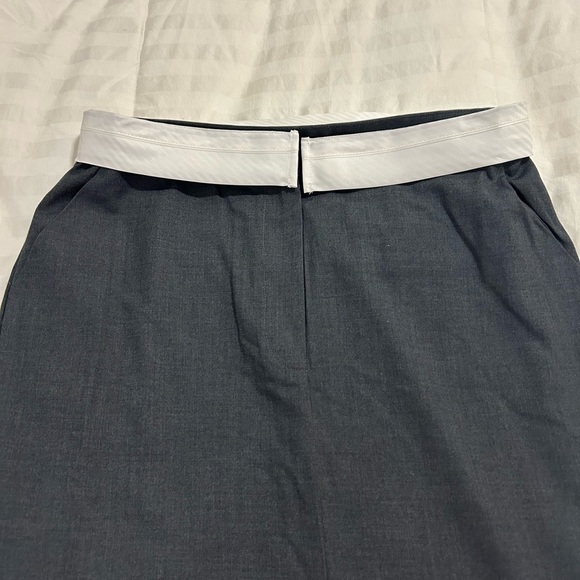 Vici Charcoal Maxi Skirt with White Waistband and Front Slit - Picture 2 of 8